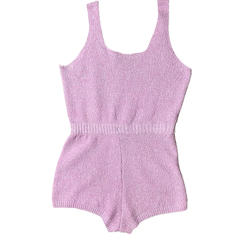 Free People Beach NWOT Womens Pink Declan Sweater Romper LG Relaxed Fit Cotton